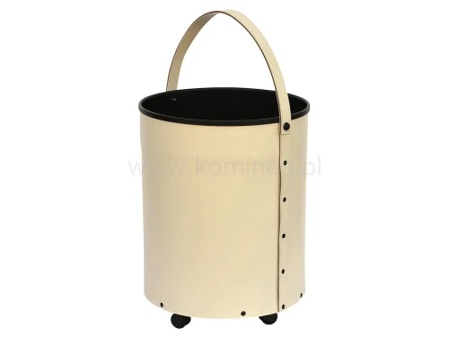 ArtFuego KO-7002 Kosz na drewno, walec na kółkach, ekoskóra kremowa