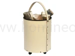 ArtFuego KO-7002 Kosz na drewno, walec na kółkach, ekoskóra kremowa