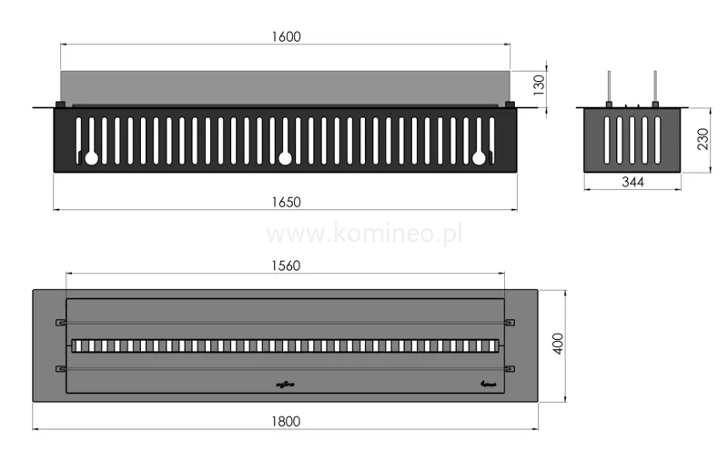 INFIRE INSERT INVAPO 1800 Kominek elektryczny 3D do zabudowy - schemat
