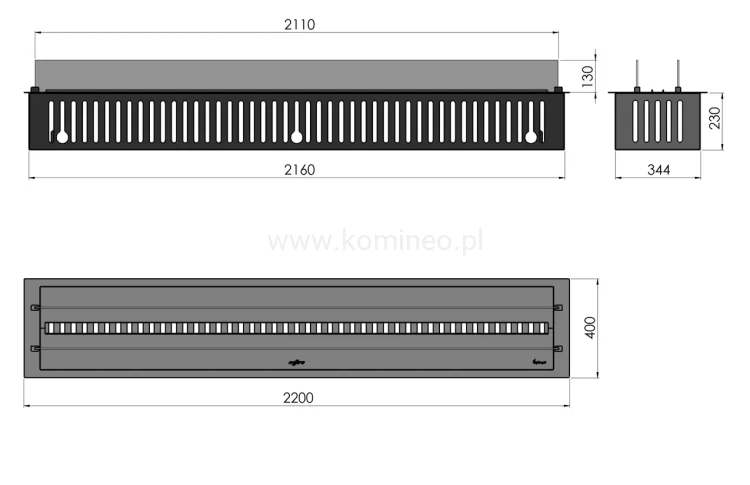 INFIRE INSERT INVAPO 2200 Kominek elektryczny 3D do zabudowy - schemat
