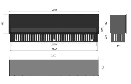 INFIRE INSIDE INVAPO 2200 Kominek elektryczny 3D do zabudowy - schemat
