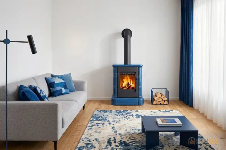 Piec kaflowy ROMOTOP SIENA N01 niebieski aranżacja