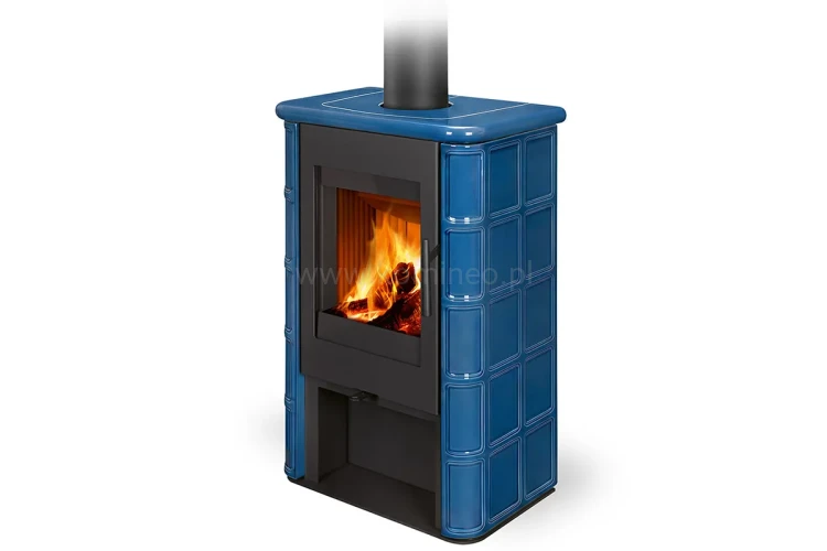 ROMOTOP SIENA N 02 niebieski piec kominkowy kaflowy ze schowkiem na drewno