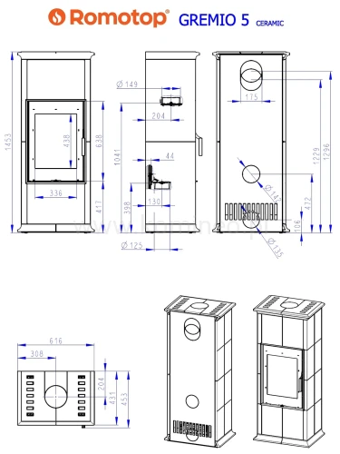 Schemat pieca kaflowego ROMOTOP GREMIO 5