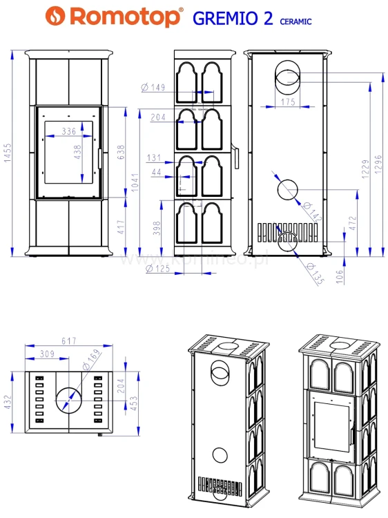 Schemat pieca kaflowego ROMOTOP GREMIO 2