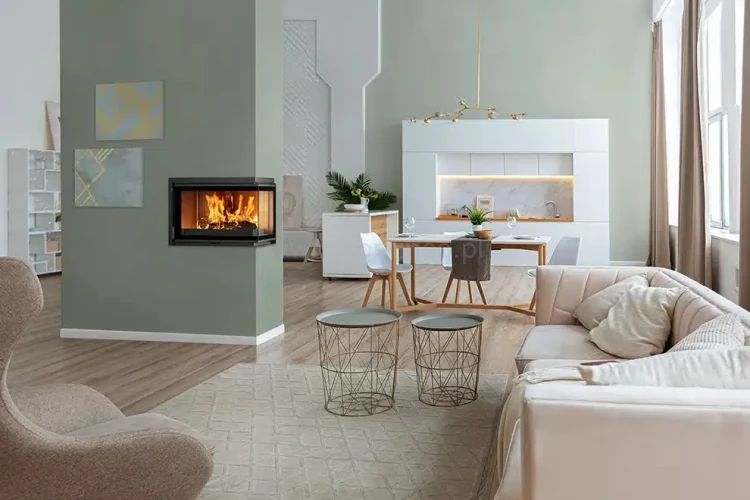 Wkład kominkowy  żeliwny INVICTA 6273-72 szyba prawa - aranżacja