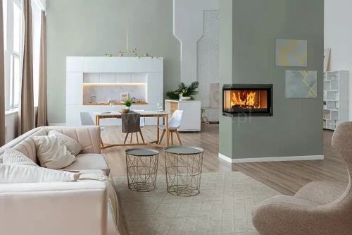 Wkład kominkowy żeliwny INVICTA 6273-73 szyba lewa - aranżacja