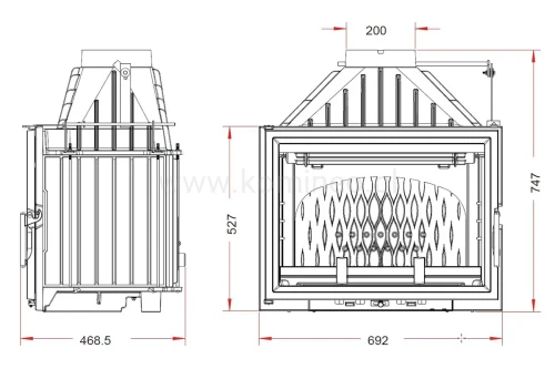 Schemat wkładu kominkowego INVICTA 9270-95