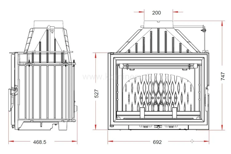 Schemat wkładu kominkowego INVICTA 9270-95