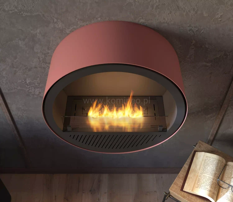 INFIRE INCYRCLE WALL SLIM LINE RÓŻOWO-CZARNY Biokominek okrągły do zawieszenia na ścianie