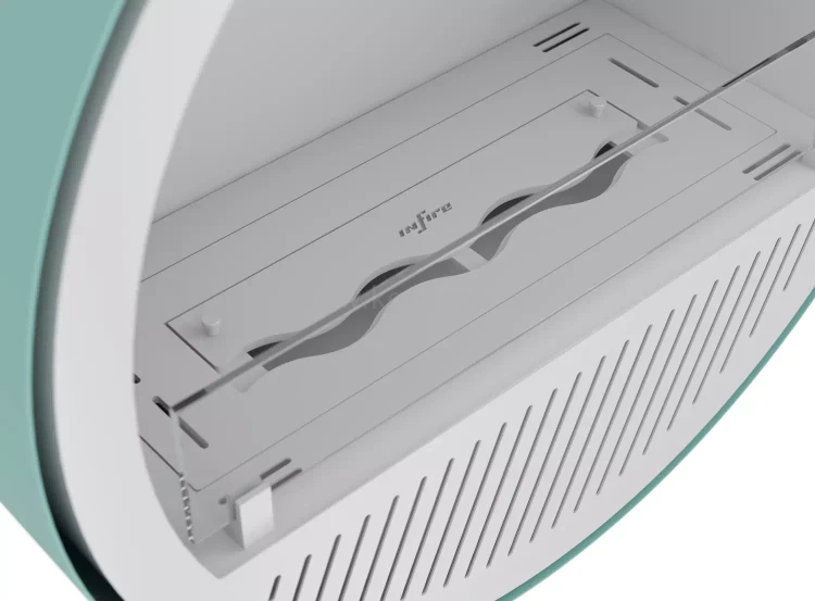INFIRE INCYRCLE SLIM LINE ZIELONO-BIAŁY Biokominek okrągły zawieszany pod sufitem, z rurą