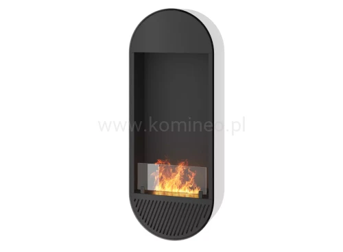 INFIRE INCYRCLE VERT SLIM LINE BIAŁO-CZARNY Biokominek do zawieszenia, w kształcie elipsy, pionowy, wysoki a wąski