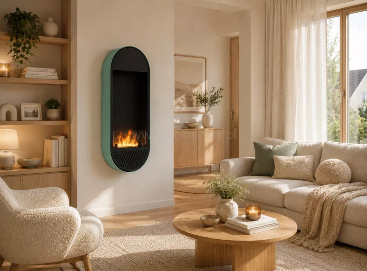 INFIRE INCYRCLE VERT SLIM LINE ZIELONO-CZARNY Biokominek do zawieszenia na ścianie