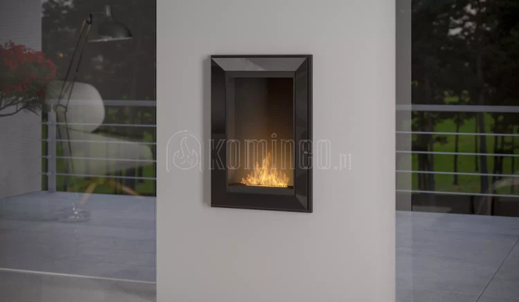 Biokominek SIMPLE fire FRAME 550 CZARNY POŁYSK, do zabudowy lub powieszenia na ścianie, biokominek pionowy