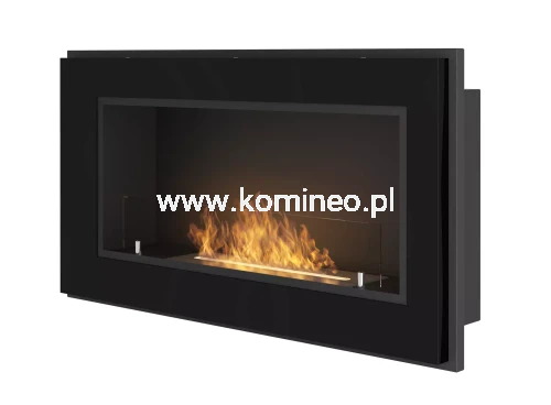 Biokominek SIMPLE fire FRAME 900 CZARNY POŁYSK - biokominek do zabudowy lub powieszenia na ścianie, szerokość 90 cm, z szybą