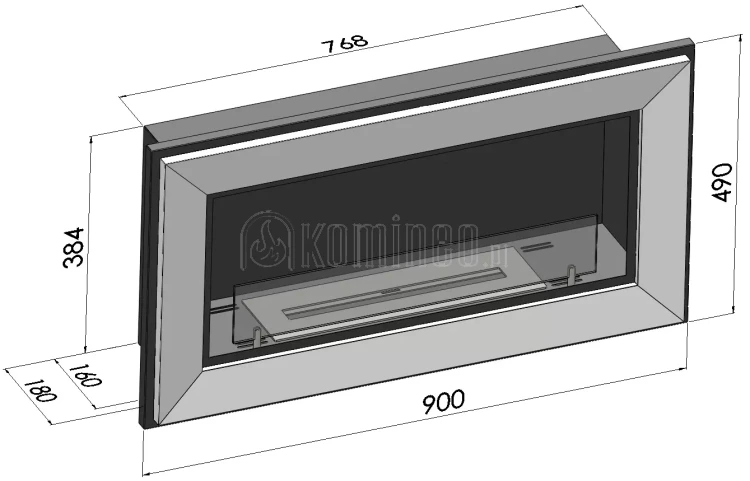 Biokominek SIMPLE fire FRAME 900 CZARNY POŁYSK - biokominek do zabudowy lub powieszenia na ścianie, szerokość 90 cm, z szybą