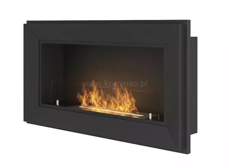 SIMPLE fire FRAME 900 CZARNY MAT - Biokominek ścienny i do zabudowy, z ramką ozdobną