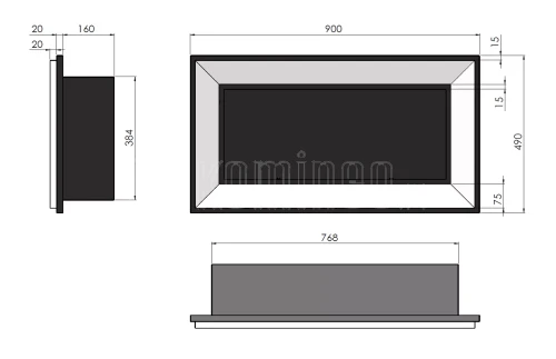 SIMPLE fire FRAME 900 CZARNY MAT - Biokominek ścienny i do zabudowy, z ramką ozdobną