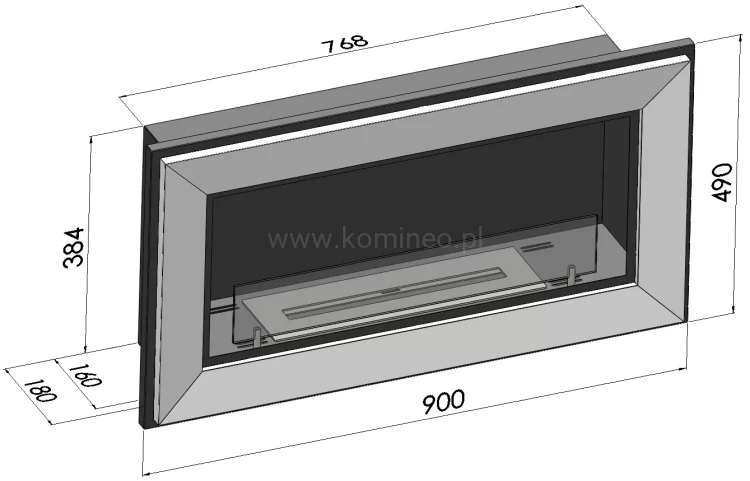 SIMPLE fire FRAME 900 CZARNY MAT - Biokominek ścienny i do zabudowy, z ramką ozdobną