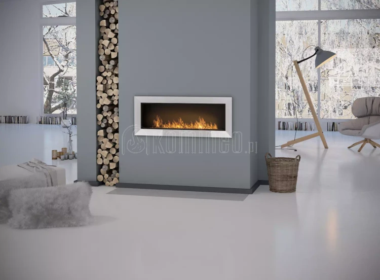 Biokominek SIMPLE fire FRAME 1200 BIAŁY POŁYSK do zabudowy lub zawieszenia na ścianie