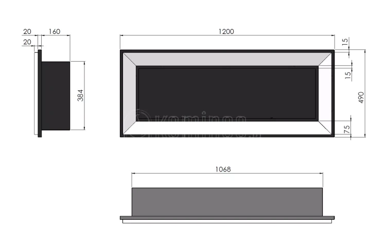 Biokominek SIMPLE fire FRAME 1200 BIAŁY POŁYSK do zabudowy lub zawieszenia na ścianie