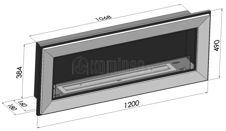 Biokominek SIMPLE fire FRAME 1200 BIAŁY POŁYSK do zabudowy lub zawieszenia na ścianie