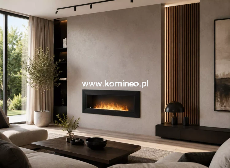 Biokominek ścienny lub do zabudowy SIMPLE fire FRAME 1200 CZARNY POŁYSK MAT