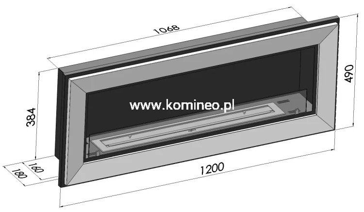 Biokominek ścienny lub do zabudowy SIMPLE fire FRAME 1200 CZARNY POŁYSK MAT