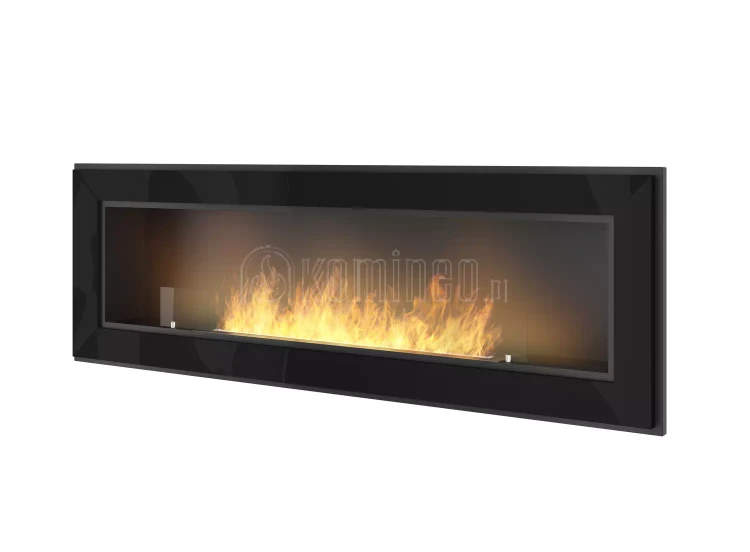 SIMPLE fire FRAME 1500 CZARNY POŁYSK, biokominek ścienny z możliwością zabudowy we wnęce