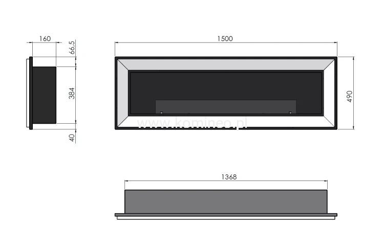 Biokominek ścienny lub do zabudowy we wnęce SIMPLE fire FRAME 900 CZARNY MAT