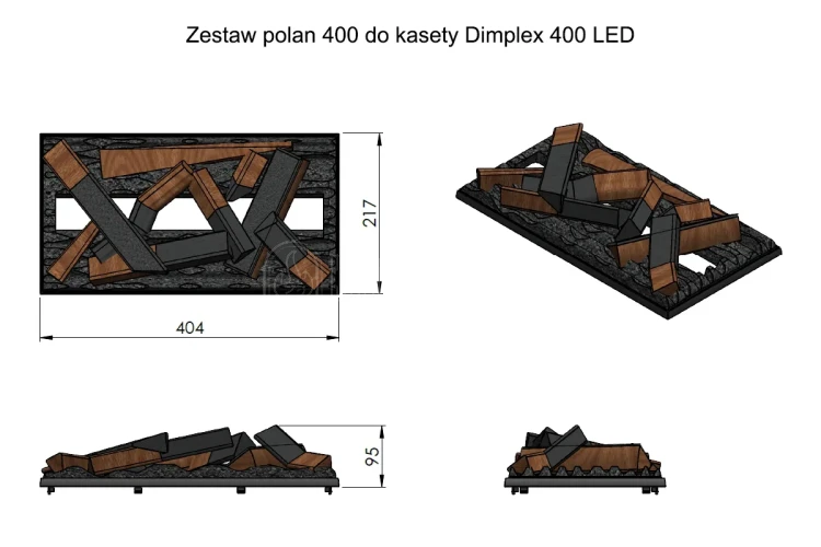 Schemat zestawu polan 400 do kasety elektrycznej DIMPLEX 400 LED Optimyst