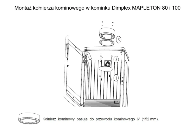 Montaż kołnierza  kominowego w kominku DIMPLEX MAPLETON - opcja dodatkowo płatna