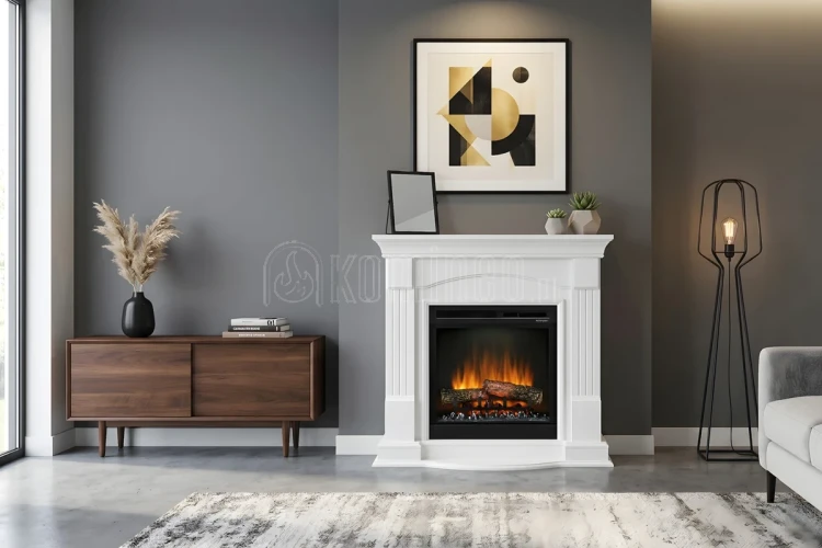 DIMPLEX CAMPANA MILANO orzech kominek portalowy aranżacja