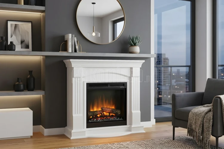 DIMPLEX CAMPANA MILANO orzech kominek portalowy aranżacja
