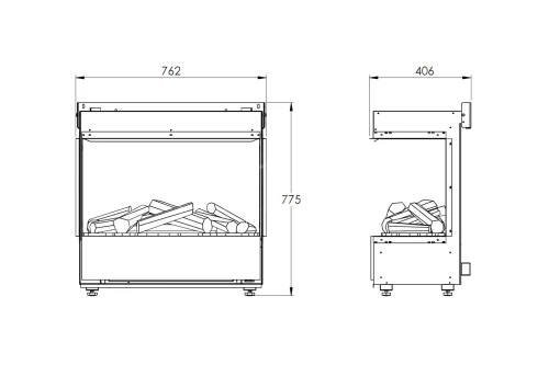 DIMPLEX 3 STEP Multikolor Optimyst 3D Kominek elektryczny do zabudowy schemat