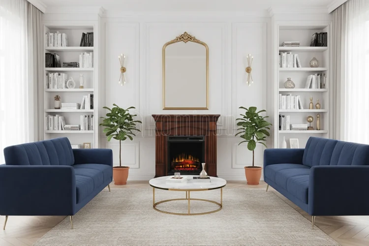 DIMPLEX CAMPANA MILANO orzech kominek portalowy aranżacja