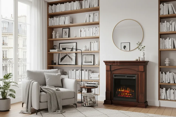 DIMPLEX CAMPANA MILANO orzech kominek portalowy aranżacja