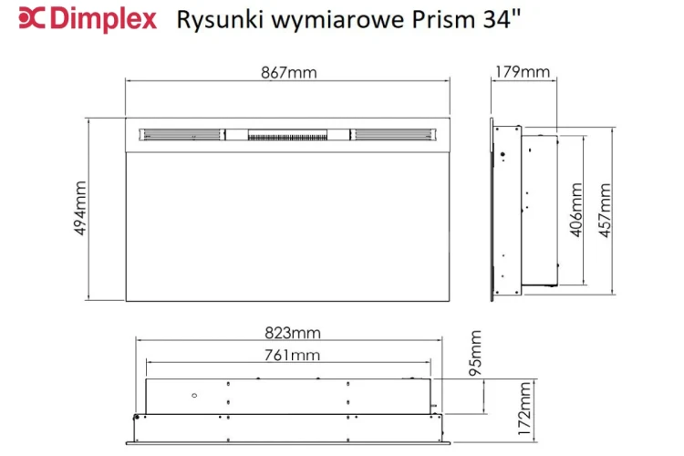 Schemat kominka elektrycznego DIMPLEX PRISM 34