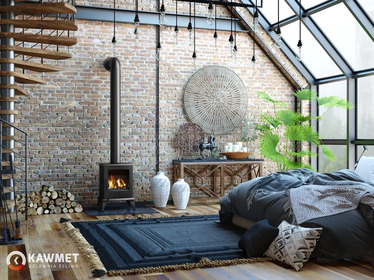 Piec kominkowy żeliwny KAWMET P8 (7,9 kW) ECO aranżacja