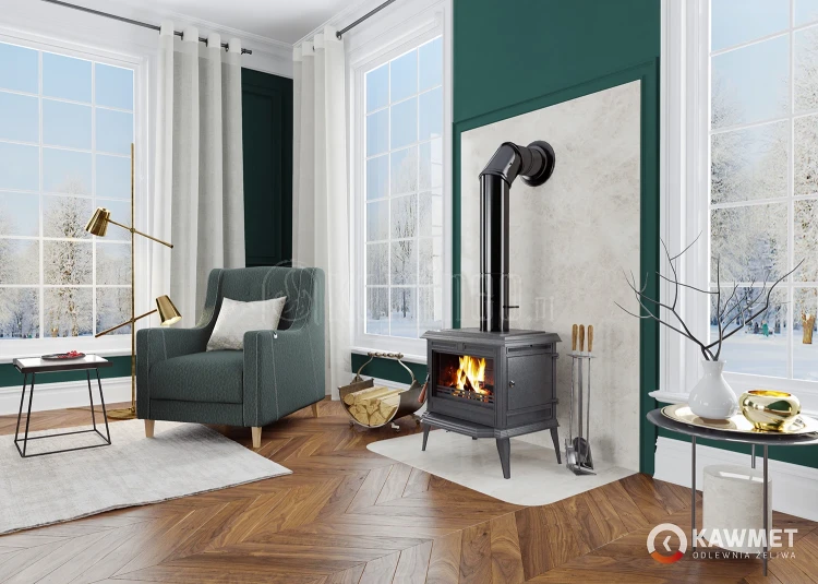 Piec wolnostojący KAWMET Premium ATHENA S12 ECO aranżacja