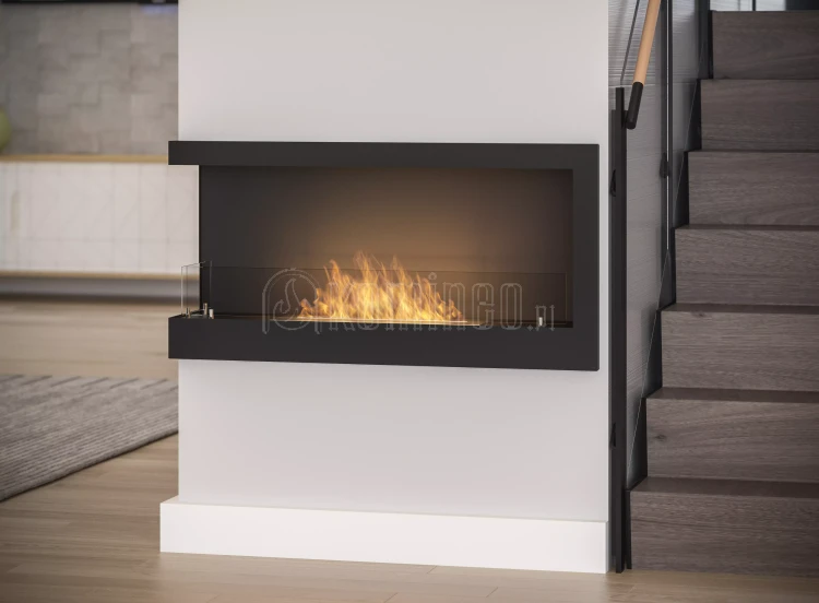 SIMPLE fire CORNER 900 lewy Biokominek do zabudowy narożny aranżacja