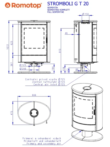 Schemat pieca Romotop STROMBOLI G T 20 kamień