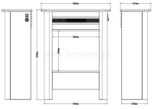 Wolnostojący kominek elektryczny AFLAMO VEGAS schemat