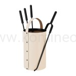 ArtFuego ZK-7014 Zestaw kominkowy, walec z rączką, ekoskóra kremowa