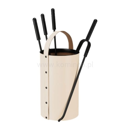 ArtFuego ZK-7014 Zestaw kominkowy, walec z rączką, ekoskóra kremowa