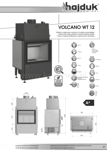 Karta techniczna HAJDUK VOLCANO WT-12 Wkład z płaszczem wodnym