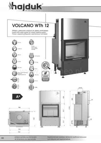 Karta techniczna  HAJDUK VOLCANO WTh-12 Wkład z płaszczem wodnym