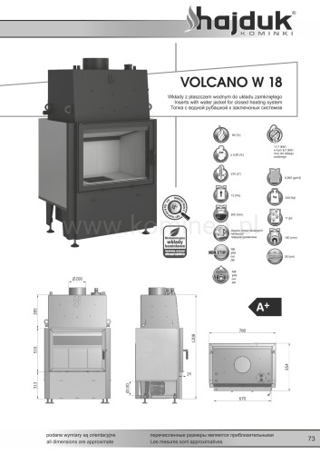 Karta techniczna HAJDUK VOLCANO W-18 Wkład z płaszczem wodnym