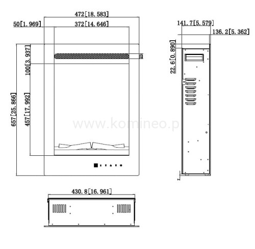 Kominek elektryczny AFLAMO MAJESTIC 32 schemat
