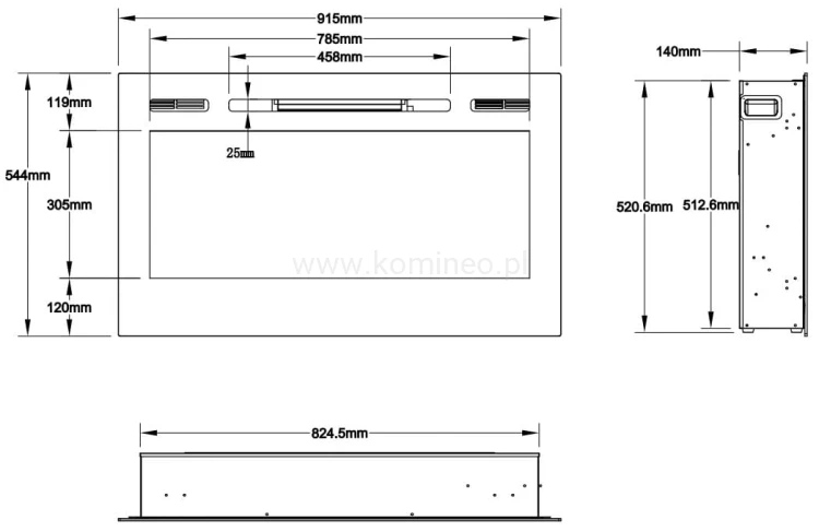 Kominek elektryczny AFLAMO MAJESTIC 36 schemat